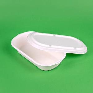 Caserola bio din trestie de zahar, dreptunghiulara cu capac 850ml 50 buc/set
