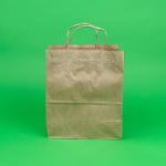 Sacose hartie kraft 26+(2x8)x29cm cu maner rasucit 50 buc/set